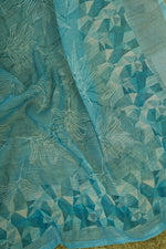 Thumbnail for Vastranavya Sky Blue Digital Printed Linen Ready To Wear Designer Saree with Unstitched Blouse - Distacart