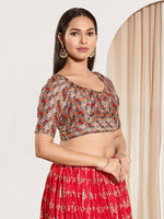 Thumbnail for Joban Fashion Grey Jacquard Padded Blouse With Round Neck Elbow Sleeves - Distacart