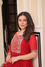 Thumbnail for Joban Fashion Red Georgette Sequence Embroidery Work Kurta Set