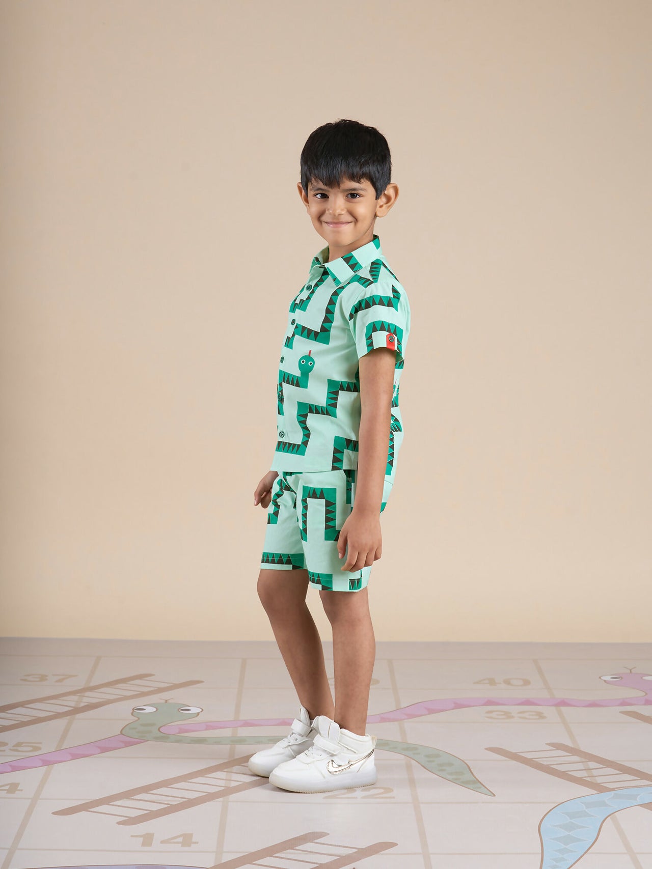 Snakes and Ladders Boys Green Table Print Shirt and Boxer Sets from Siblings Collection - Distacart