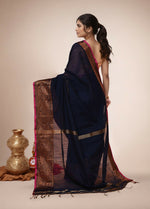Thumbnail for Joban Fashion Dark Blue Cotton Blend Handloom Saree