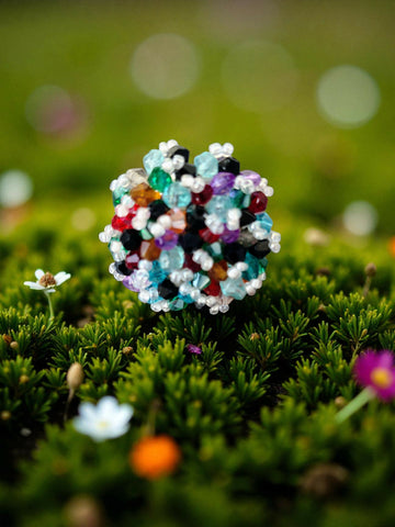 Inhanns Rang-E-Roshan Adjustable Ring – Handmade Crystal Statement Ring - Multicolor 1 - Distacart