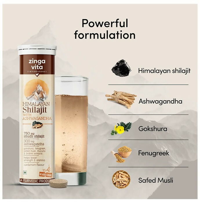 Zingavita Ayurveda Himalayan Sj Effervescent Tablets with Ashwagandha - Distacart