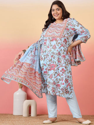 Sztori Women Floral Printed Regular Kurta with Trousers & With Dupatta - Distacart