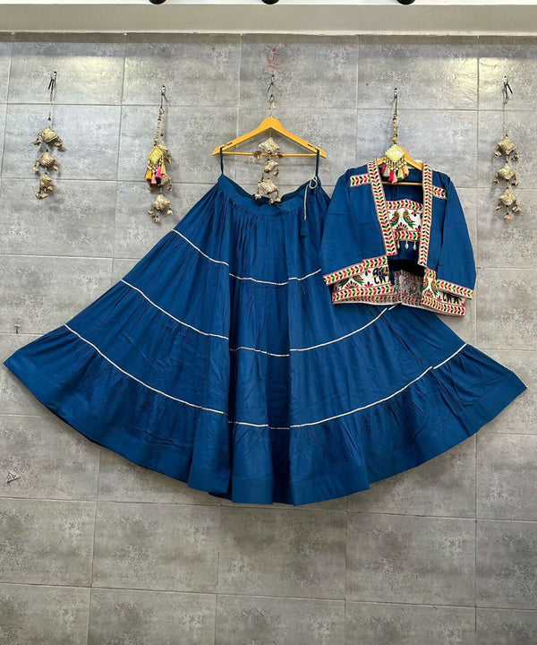 Preksha Creation Rayon Cotton Fabric Women Lehenga Choli - Blue - Distacart