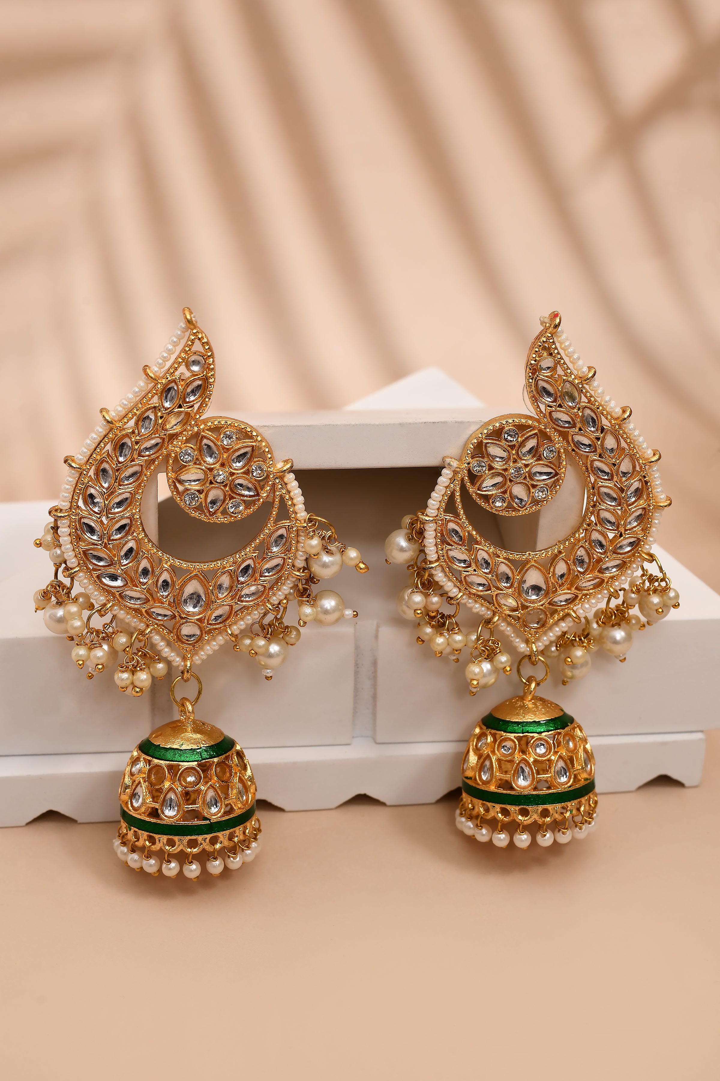 Peacock Dark Green Jhumki Drop Earrings for Womens by House of Ree - Distacart
