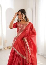Thumbnail for Lehenga Mart Designer Indian Wedding Lehenga Choli-Orange - Distacart