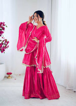 Thumbnail for Teeya Creation Pink Color Mal Chanderi Silk Mirror Work And Hand Work Sharara set