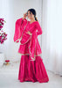 Teeya Creation Pink Color Mal Chanderi Silk Mirror Work And Hand Work Sharara set - Distacart
