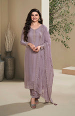 Thumbnail for Anaita Purple Heavy Natural Crepe Stitched Suit with Embroidery & Zarkhan Work - Distacart