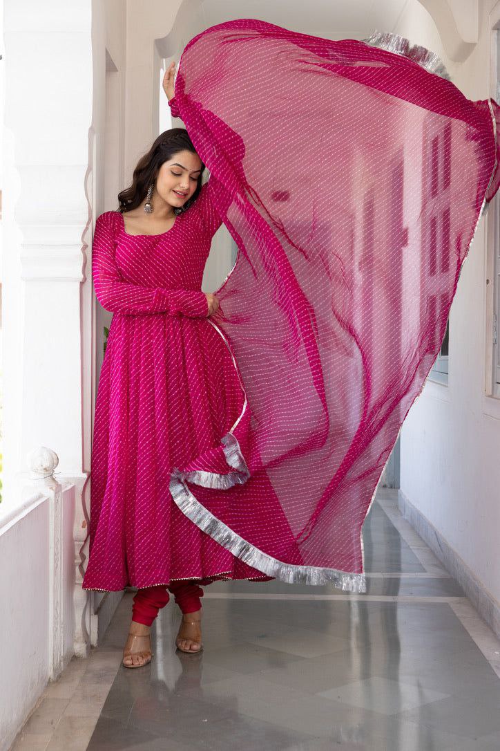 NOZ2TOZ Women Floral Printed Knee Length Elbow Length Sleeves Round Neck Kurti And Palazzo Set With Net Dupatta - Pink - Distacart