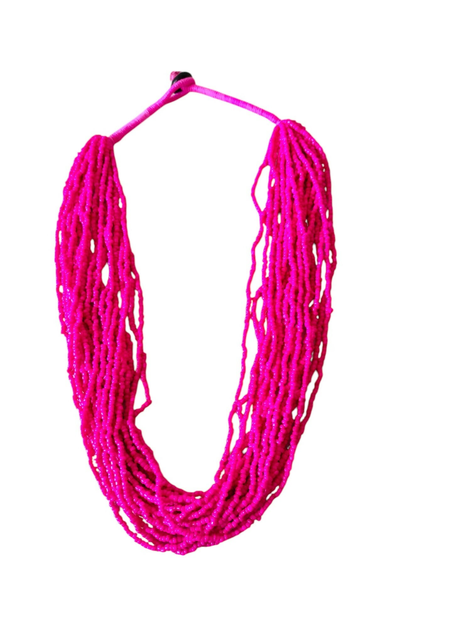 Inhanns Handmade Beaded Multilayer Necklace, 20 Layers - Hot Pink - Distacart