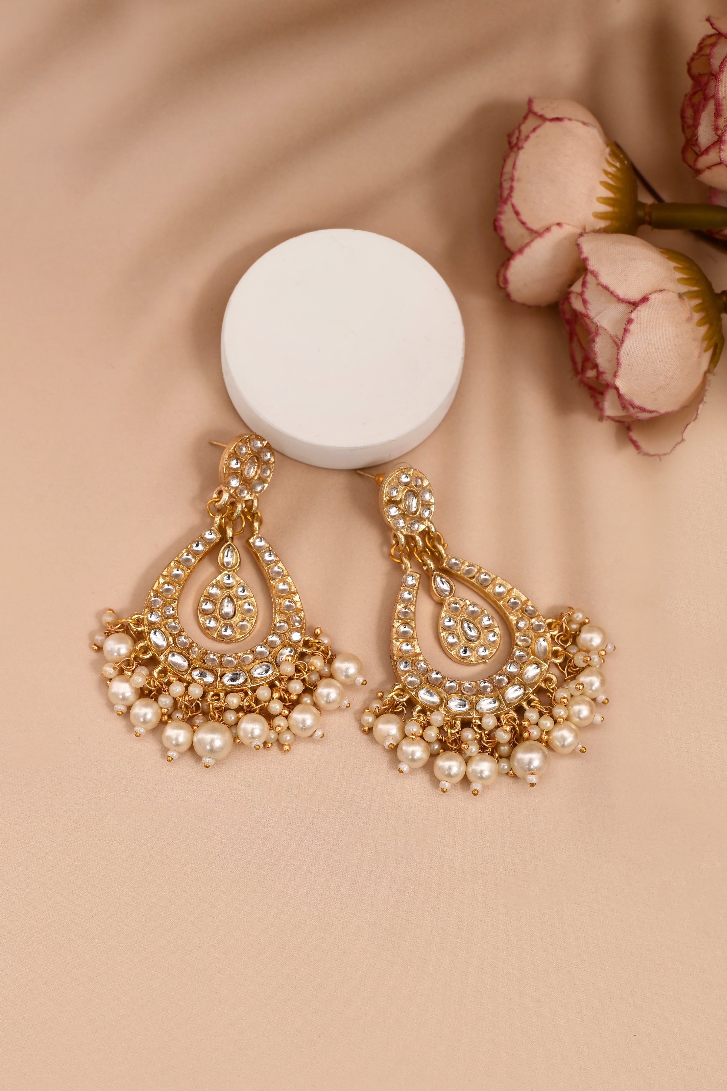 Golden Chandbali Earrings for Womens by House of Ree - Distacart