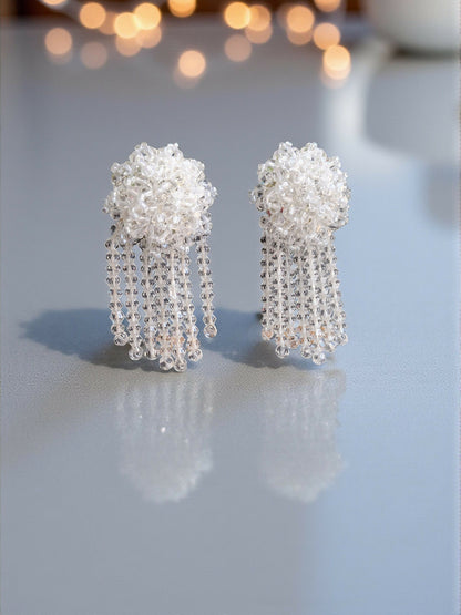 Inhanns Handmade Crystal Water Fall Earrings - Short - White Small - Distacart