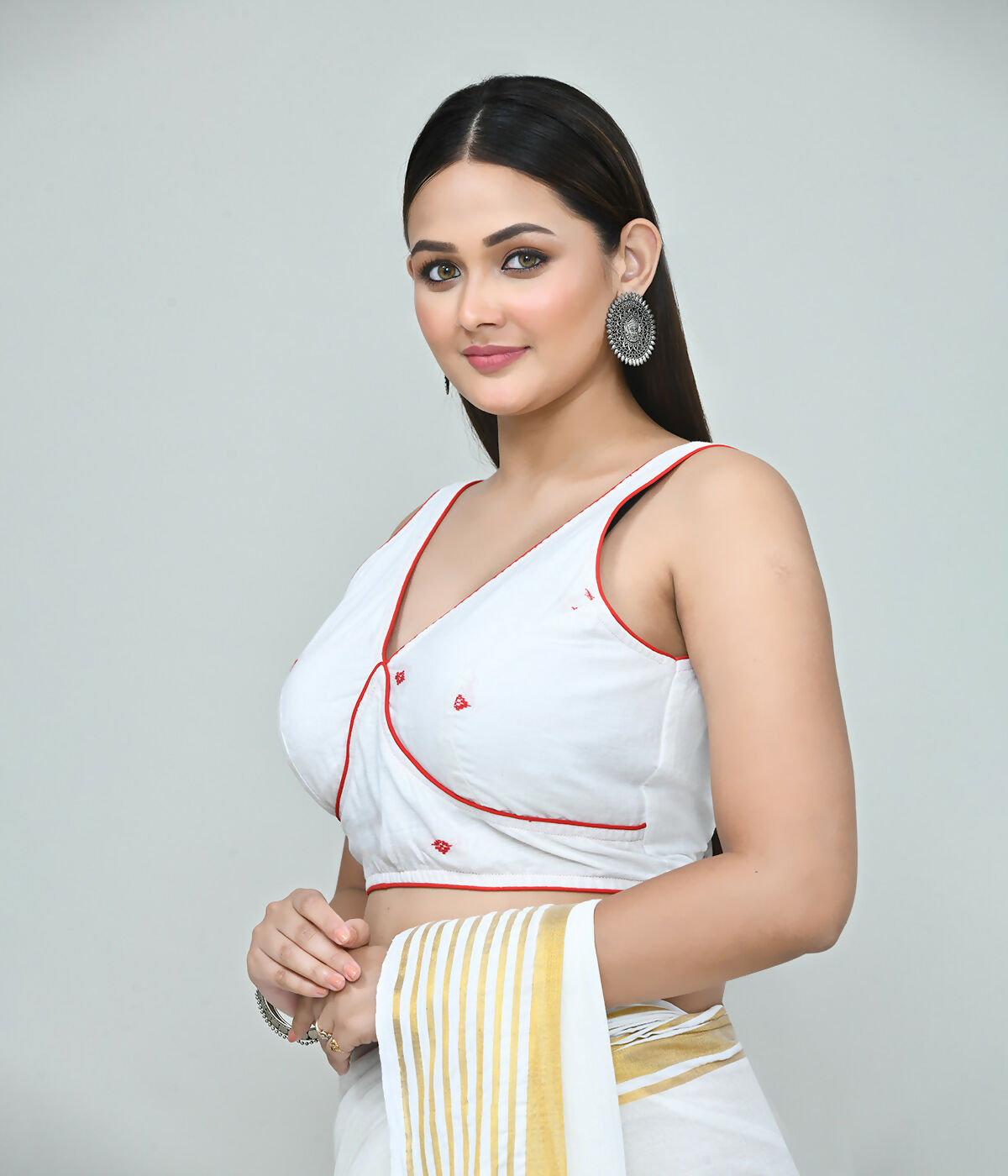 Joban Fashion Women's White Embroidered Stitched Blouse