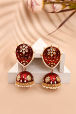 Thumbnail for Maroon Jhumka Earrings for Womens for Ethnic Party by House of Ree - Distacart