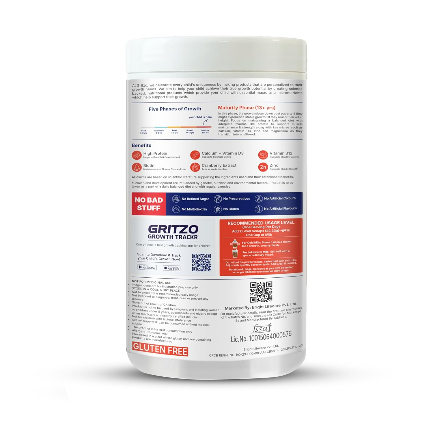 Gritzo SuperMilk Overall Growth (13+y Girls) (Double Chocolate ) with Super Gummies Strawberry - Distacart