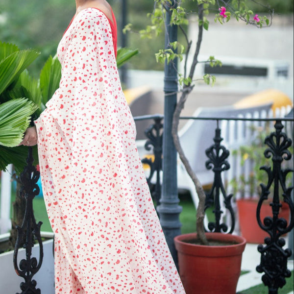 Very Much Indian Mastaani - Pure Mul Cotton Handloom Saree with Beautiful Heart Prints - Red - Distacart