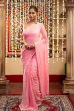 Thumbnail for Very Much Indian Mastaani - Pure Mul Cotton Handloom Saree - Soft Pink - Distacart