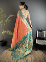 Thumbnail for Joban Fashion Coral Pink Intricate Motifs Soft Silk Banarasi Saree