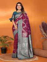 Thumbnail for Joban Fashion Banarasi Purple Woven Soft Silk Saree
