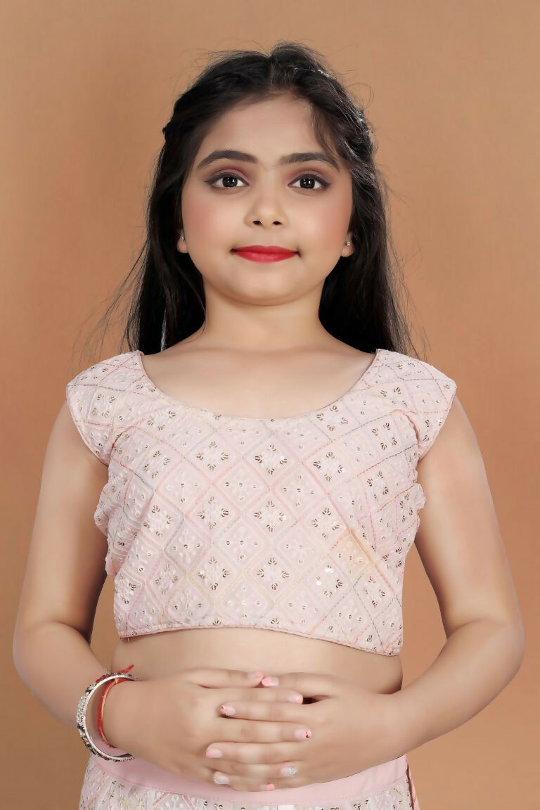 Wedding Designer Light Pink Heavy Fox Georgette Kidswear Lehenga - Aaradhna - Distacart