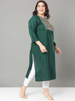Thumbnail for Sztori Plus Size Geometric Embroidered Thread Work Straight Kurta - Distacart