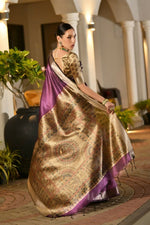 Thumbnail for Vishnu Weaves Women's Wine Soft Tussar Silk Printed Saree with Blouse