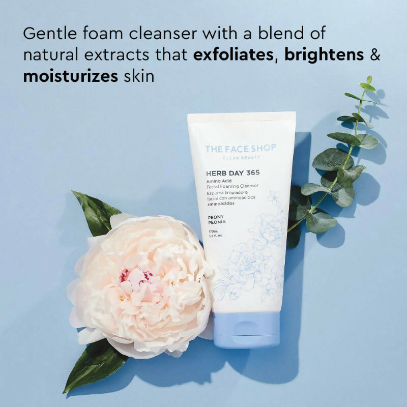 The Face Shop Herb Day Amino Acid Face Wash, Gentle Cleanser that Exfoliates & Brighten Skin - Korean Skincare - Distacart