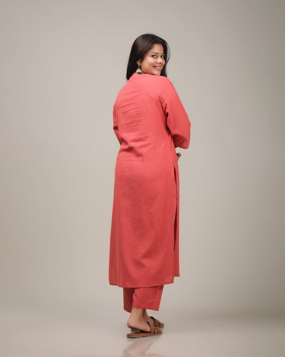 Aramya Straight Soft Cotton Solid Women's Kurta - Orange - Distacart