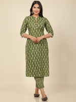 Thumbnail for Aramya Straight Soft Cotton Floral Print Women's Kurta - Green - Distacart