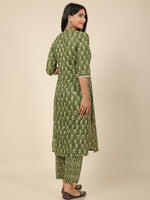 Thumbnail for Aramya Straight Soft Cotton Floral Print Women's Kurta - Green - Distacart