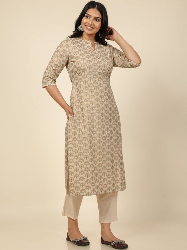 Aramya Straight Soft Cotton Floral Print Women's Kurta - Off White - Distacart