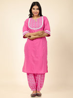 Thumbnail for Aramya Straight Soft Cotton Solid Women's Kurta - Pink - Distacart