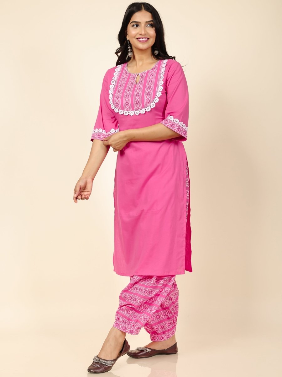 Aramya Straight Soft Cotton Solid Women's Kurta - Pink - Distacart