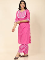 Thumbnail for Aramya Straight Soft Cotton Solid Women's Kurta - Pink - Distacart