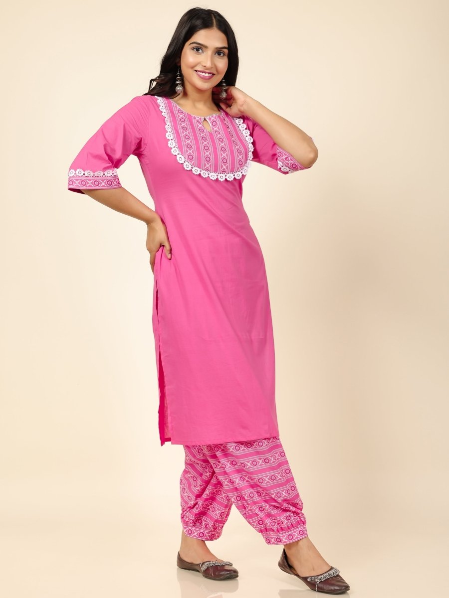 Aramya Straight Soft Cotton Solid Women's Kurta - Pink - Distacart