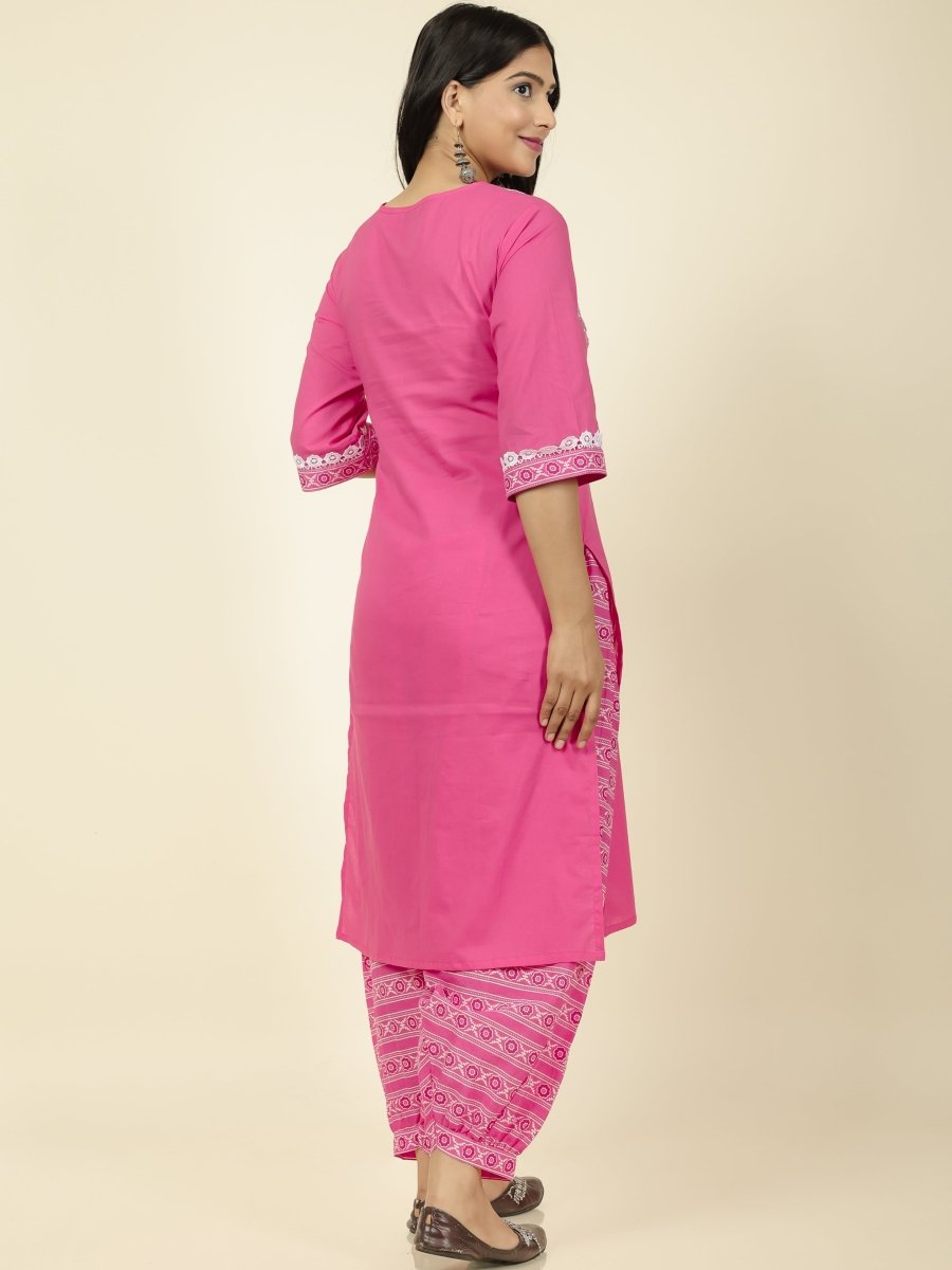 Aramya Straight Soft Cotton Solid Women's Kurta Set - Pink - Distacart
