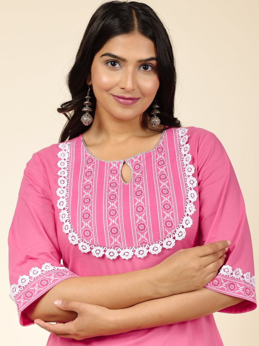 Aramya Straight Soft Cotton Solid Women's Kurta - Pink - Distacart