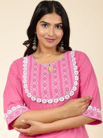 Thumbnail for Aramya Straight Soft Cotton Solid Women's Kurta - Pink - Distacart