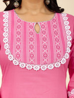 Thumbnail for Aramya Straight Soft Cotton Solid Women's Kurta - Pink - Distacart