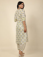 Thumbnail for Aramya Straight Soft Cotton Floral Print Women's Kurta - Off White - Distacart