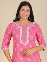 Thumbnail for Aramya Straight Soft Cotton Floral Print Women's Kurta - Pink - Distacart