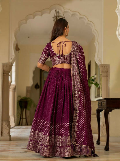 Lehenga Mart Wine Designer Wedding Wear Lehenga Choli - Dista