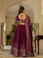 Thumbnail for Lehenga Mart Wine Designer Wedding Wear Lehenga Choli - Dista