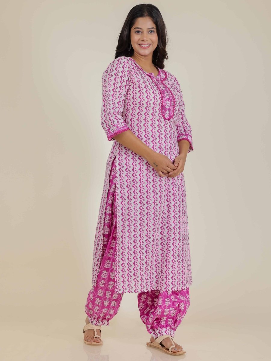 Aramya Straight Soft Cotton Abstract Print Women's Kurta Set - Pink - Distacart