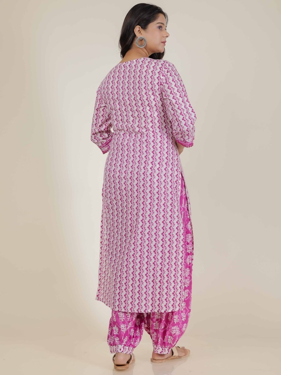 Aramya Straight Soft Cotton Abstract Print Women's Kurta Set - Pink - Distacart