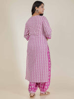Thumbnail for Aramya Straight Soft Cotton Abstract Print Women's Kurta - Pink - Distacart