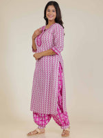 Thumbnail for Aramya Straight Soft Cotton Abstract Print Women's Kurta - Pink - Distacart