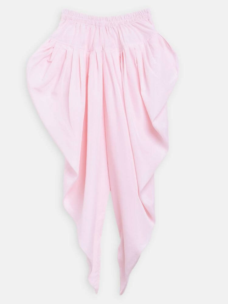 Ahalyaa Pink Polysilk Floral Printed Kids Kurta Dhoti Set For Girls - Distacart